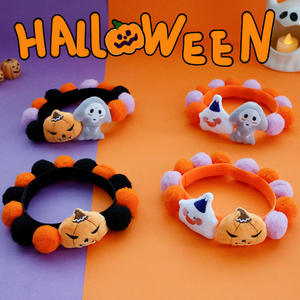 Linda bufanda de calabaza fantasma para perro y pelota de peluche para gato, accesorio de Halloween, collar de pelota para mascota, estilo de personaje para fiesta, accesorio para fotos - Product Image 3