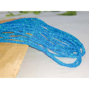 Perlas Sueltas de Ópalo de Fuego Azul Natural al 100%, 3-3.5 mm, Lisas, en Forma de Rondelle, en Hilos de 16 Pulgadas - Product Image 2