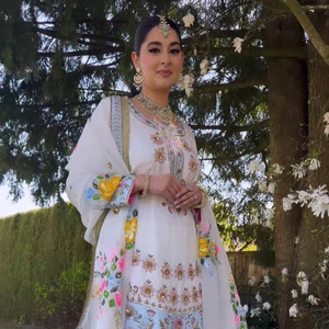 Presentando el nuevo diseñador Party Wear Look Top Palazzo y Dupatta con una secuencia de bordado pesado Trabajo Palazzo étnico tradicional - Product Image 1