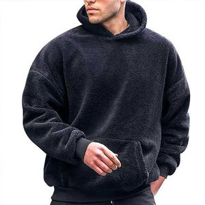 2025 nouveau Premium hommes 100% coton décontracté hiver pull à capuche poids lourd surdimensionné polaire solide motif basiques mélange de coton - Product Image 1