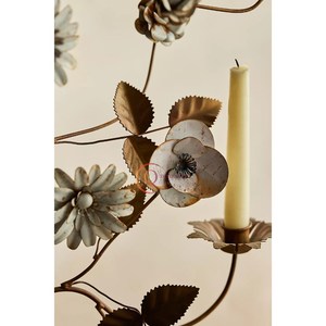 Unique Design 5 Arms Metal Candelabra Gold Color Wedding And Party Decoration Customized Size Unique Candle Jar Leaf Design - Product Image 5