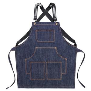Custom Blue Unisex Kitchen Restaurant Barbecue Apron Denim - Product Image 3