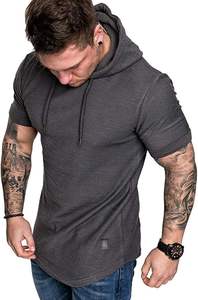 เสื้อฮู้ดดี้บุขนแกะแบบทอสำหรับผู้ชายขายส่ง & เสื้อยืด - เสื้อผ้าแห้งเร็ว ย้อมสีสำเร็จรูป โพลีเอสเตอร์/คอตตอน เสื้อออกกำลังกายโชว์กล้ามเนื้อ (5 สี) - Product Image 2