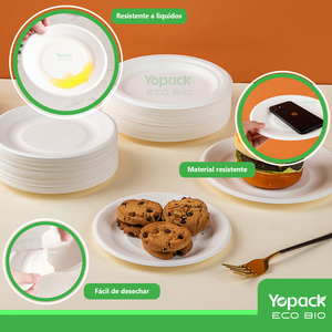10 pollici Plato Redondo eco-friendly e compostabile con 3 divisioni monouso confezionate in 500 unità, Envio a todo mexico