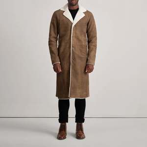เสื้อโค้ทหนังแกะสีน้ำตาลแบบดิสเทรสสำหรับผู้ชายยี่ห้อ Kolby - Product Image 3