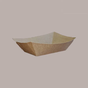 125pcs Brown <b>Cardboard</b> Disposable <b>Lunch</b> <b>Box</b> Tall Boat-Shaped Tray 13.5oz Capacity 154x107H41mm Size - Product Image 3