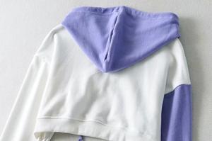 Fabricant de sweats à capuche personnalisé couleur bloc manches croisées femmes haut court pulls à capuche - Product Image 6