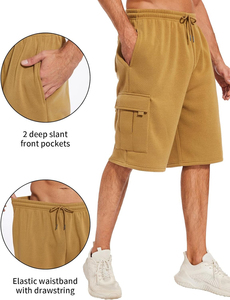 Conjunto de pantalones cortos de malla desgastada de tela de algodón Vintage para hombre, pantalones cortos transpirables de verano con logotipo personalizado Simple para hombre - Product Image 3