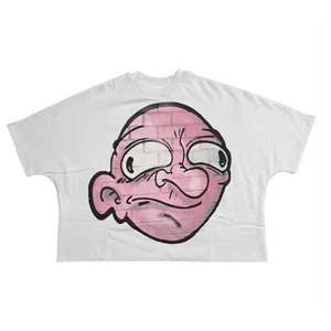 Nuevo estilo de moda 100% Camiseta de algodón serigrafía 2 paneles recortados de gran tamaño hombro caído Boxy Fit ropa de calle - Product Image 6