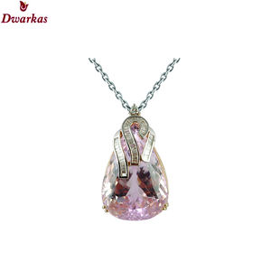 Vente en gros de bijoux en pierres précieuses à la mode en argent sterling 925 kunzite CZ multi pierres précieuses plaqué or pendentif collier bijoux - Product Image 3
