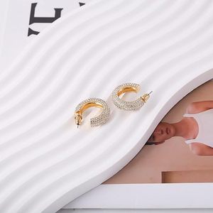 Pendientes de aro de Topcarat para mujer, pendientes de aro redondos en forma de C brillantes, pendientes de aro gruesos de Zirconia cúbica - Product Image 3