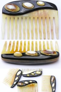 หวีทรงเขาควายมีสีหวีฮอร์นแบบธรรมชาติกันไฟฟ้าสถิตสำหรับเป็นของขวัญวันหยุดโดยงานฝีมือจันทร์เสี้ยว - Product Image 5