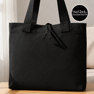 Black 10 oz Cotton Shopping Tote <b>Bag</b> Thick 14 12 4 (35 30 10 Cm) Recyclable Heat Transfer Printing <b>Medium</b> for Daily Use - Product Image 1