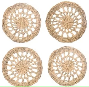 Tissé à la main écologique jonc de mer fleur napperon vaisselle décoration de fête Style américain en gros du Vietnam - Product Image 2