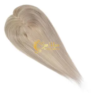 Vente chaude naturel Clip sur postiches fermeture Topper toupet pièces de cheveux synthétiques pour les femmes amincissement perte de cheveux couverture cheveux gris