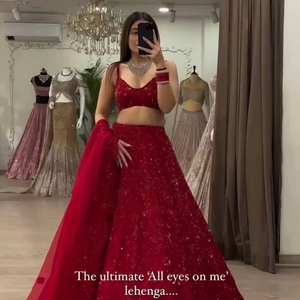 Best Selling Designer Lehenga Choli Dupatta Embroidered Sequence Work Chinon Silk Heavy Thread With Sequence Work Lehenga Set - Product Image 2