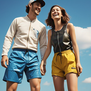 Streetwear pantalones cortos cortavientos con bolsillo de nailon cintura elástica lluvia pantalones cortos impermeables para mujer - Product Image 4