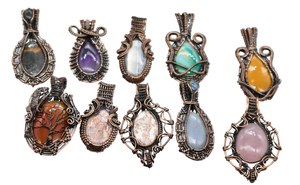 Copper Wire Wrap <b>Pendant</b> Mix Gemstone Bezel Setting Handmade Women's Party Festival 2 Pcs to 100 Pcs Lot Necklace - Product Image 5