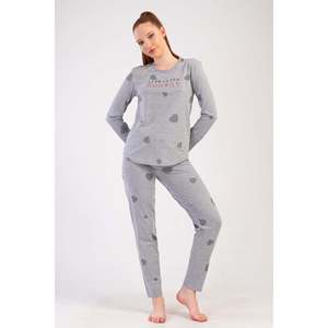 Conjunto de Pijama KADIN P.SUPREM O YAKA UZUN KOL ETEGI OVAL - Gris Melange - Gris Melange - Product Image 1