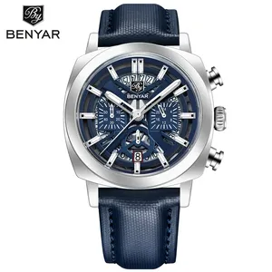 Benyar 5205 Nuevo Reloj de Pulsera de Cuarzo para Hombre, De Moda, con Esfera Luminosa de 43mm, Cronógrafo, Resistente al Agua 50m, Masculino - Product Image 1