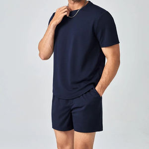 Conjuntos de Ropa para Hombre, Verano 2025, Shorts y Camiseta de Algodón Transpirable de Color Liso, Personalizables - Product Image 2