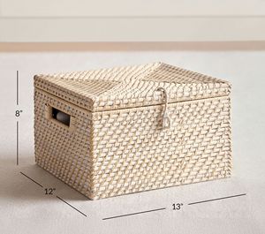 New design whitewash color rattan <b>box</b> with lid made in Vietnam with wholesale price - Product Image 3