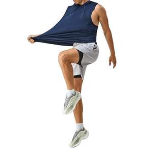 เสื้อกีฬาแขนกุดมีฮู้ดสำหรับผู้ชายเสื้อออกกำลังกายสำหรับเพาะกายฟิตเนสและการฝึก - Product Image 2