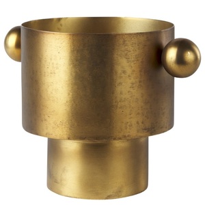 Maceta de decoración de Metal para el hogar o las fiestas de la mejor calidad de tendencia para florero moderno de Metal de Aluminio acabado en color dorado - Product Image 4