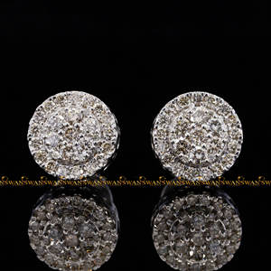 Sparkling Round Brilliant Cut VVs Clarity Moissanite Diamonds Iced Out Hip Hop Pendientes de tuerca de plata esterlina 925 - Product Image 3