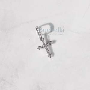 14k White Gold Plated 925 Sterling Silver VVS <b>Moissanite</b> Diamond Necklaces <b>Moissanite</b> Micro Celtic Cross <b>Pendant</b> For Women - Product Image 3