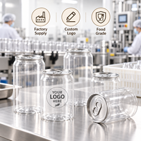 Boîtes en plastique PET transparentes de haute qualité avec couvercles en aluminium, contenants pour sodas et boissons gazeuses, personnalisation acceptée, échantillons gratuits