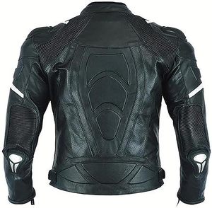Chaqueta de moto de cuero genuino de carreras de nuevo estilo, cortavientos liso ajustado, chaquetas de moto de cuero de piel de oveja de talla grande - Product Image 2