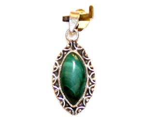 Colgante de malaquita de Plata de Ley 925 unisex, piedra preciosa nepalí con estilo religioso, dijes de fiesta budista, regalo - Product Image 4