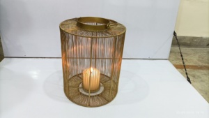 Golden Metal Wax Light <b>Lantern</b> Tealight <b>Candle</b> Holders <b>Large</b> for Christmas Home Decoration Living Room and Table Decor - Product Image 5