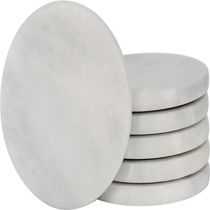 Sous-verres en marbre blanc 4 pièces bois et pierre ensemble de sous-verres ronds avec support pour cuisine boissons tasses vendeur chaud personnalisé - Product Image 6