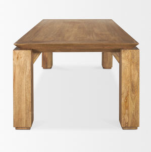 Mesa de Comedor Moderna de Madera de Mango Maciza con Acabado Natural, Estilo Flotante, Tapa Cónica, Patas Plegables, para Hogar, Cocina, Restaurante u Oficina - Product Image 2