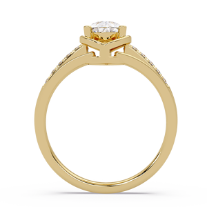 Hermosos Anillos de Compromiso con Diamante Cultivado en Laboratorio, Corte Pera, Oro Puro de 14K, Diseño Clásico con Acento Redondo, Anillos de Boda - Product Image 4