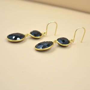 ขายส่ง925แข็งเงินสเตอร์ลิงต่างหูตะขออัญมณีสีดำพลอยโอนิกซ์เครื่องประดับชุบทองสำหรับเครื่องประดับ DIY - Product Image 2