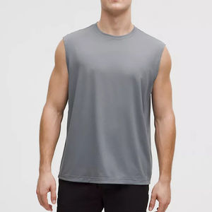 Camiseta sin mangas de verano para hombre, capa Base de algodón transpirable de Color sólido de secado rápido para entrenamiento, estilo informal, logotipo frontal de punto - Product Image 4