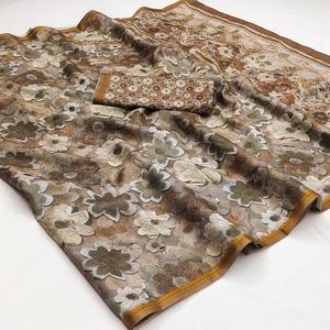 ชุดส่าหรีพื้นเมืองสำหรับงานแต่งงานชุดปาร์ตี้สุดพิเศษดีไซน์เนอร์ผ้าไหมอินเดีย - Product Image 6