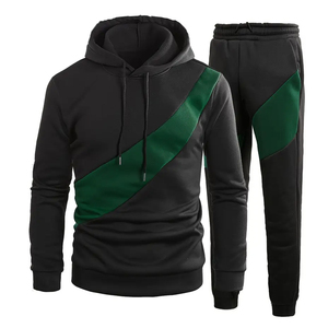 Conjunto de chándal de dos piezas de bloque de color para hombre con capucha y joggers Ropa deportiva informal Loungewear Outfit para Otoño e Invierno - Product Image 1