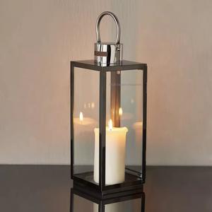 Black Nickel Decorative Metal Candle <b>Lantern</b> With Clear Glass for Home and <b>Christmas</b> Lights Decor Hanging <b>Lanterns</b> - Product Image 3