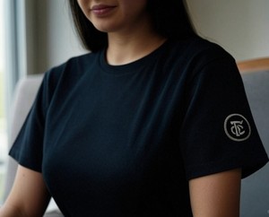 Camiseta informal bordada personalizada para mujer, 100% algodón peinado, cuello redondo de peso pesado Premium, logotipo en la manga, tallas y colores - Product Image 5
