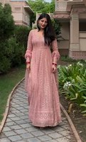 Salwar Kameez Anarkali de qualité supérieure en rayonne prête à porter, de couleur rouge et marron, taille plus, style pakistanais