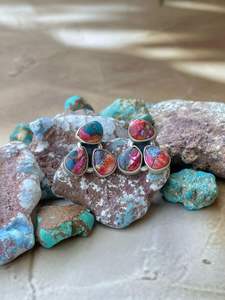 Handmade Sterling Silver Pink Dream Post Earrings Elegant Minimalist Jewelry - Product Image 3