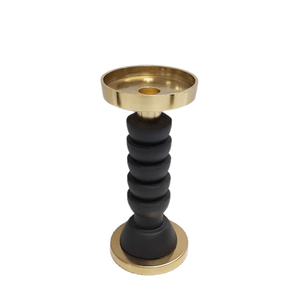 Venta caliente negro y oro Metal vela Pilar titular aluminio y cuero para el hogar y la decoración de Navidad - Product Image 1