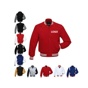 Vestes à manches en cuir avec logo personnalisé Vestes de baseball Letterman Veste en cuir de laine pour hommes - Product Image 1