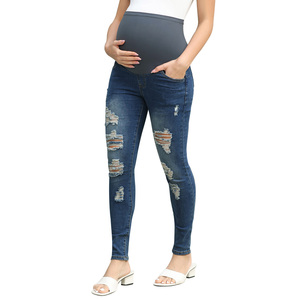 Jean taille haute à rayures pour femme, vêtements de <span class=keywords><strong>grossesse</strong></span>, <span class=keywords><strong>pantalon</strong></span> en Denim - Product Image 1
