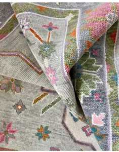 พรมทอมือแบบออชัก ขนสัตว์/ไหม ขนาด 8x10/9x12/10x14 ฟุต ลายแบบนามธรรม ขนสั้น ป้องกันสัตว์เลี้ยง เหมาะสำหรับออกกำลังกาย - Product Image 3