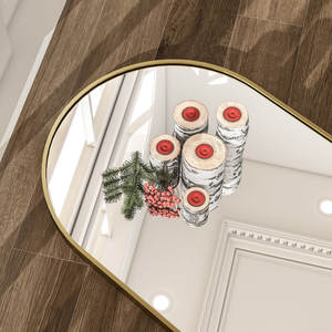 Minimalist Oval Top Floor Mirror Stand Stable Adjustable Tall Mirror Holder <b>Lightweight</b> Modern Structure for Living Space - Product Image 4